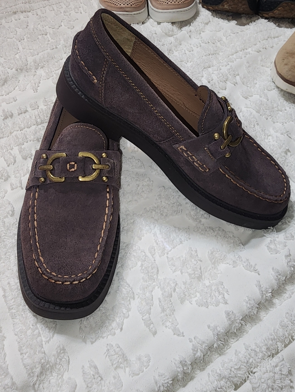 Donald Pliner Galilee women's loafers, Dark Brown Suede, Woman's 7.5